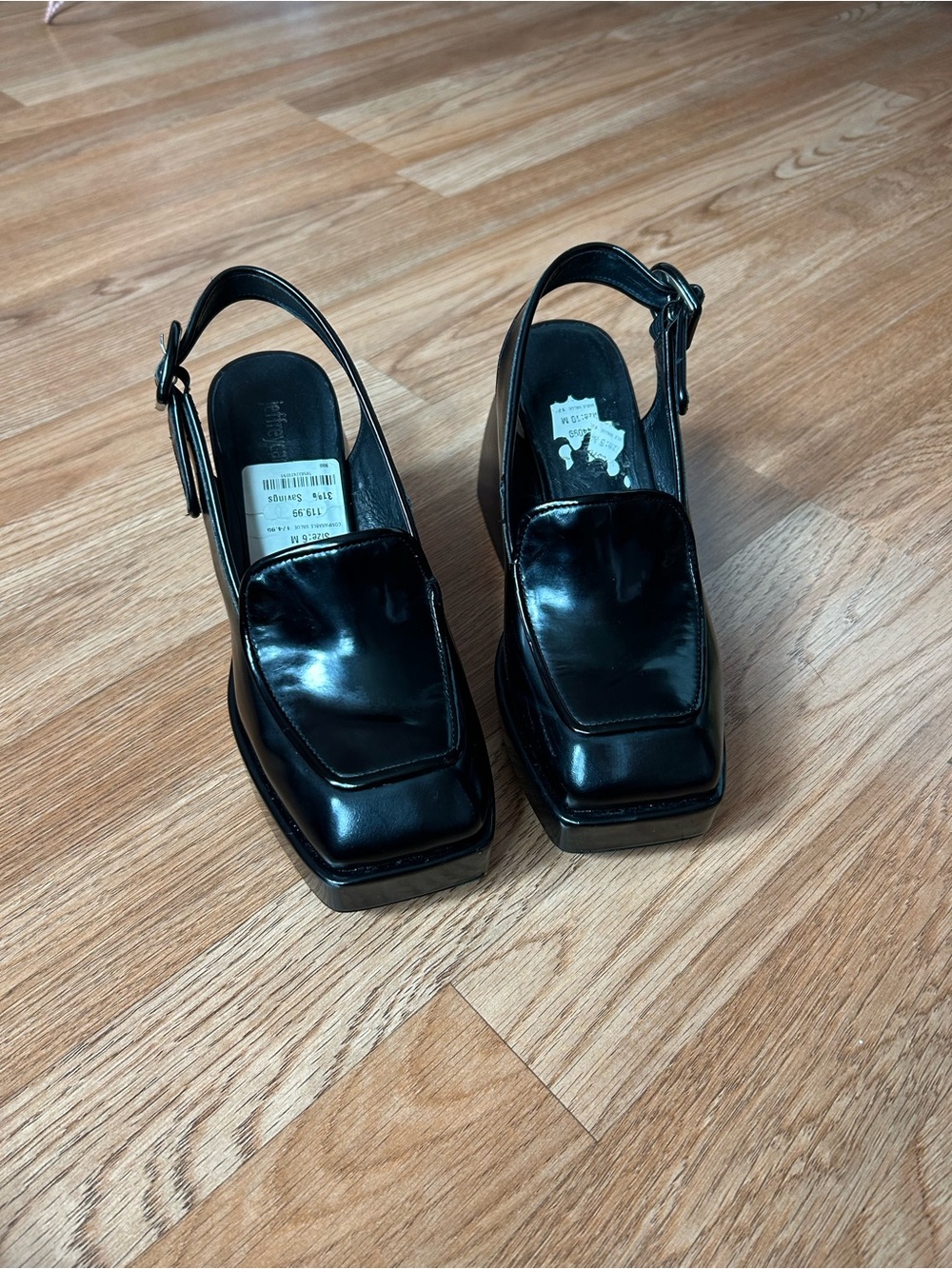 Jeffrey Campbell Black Square-Toe Slingback Platform Heels - Picture 4 of 4